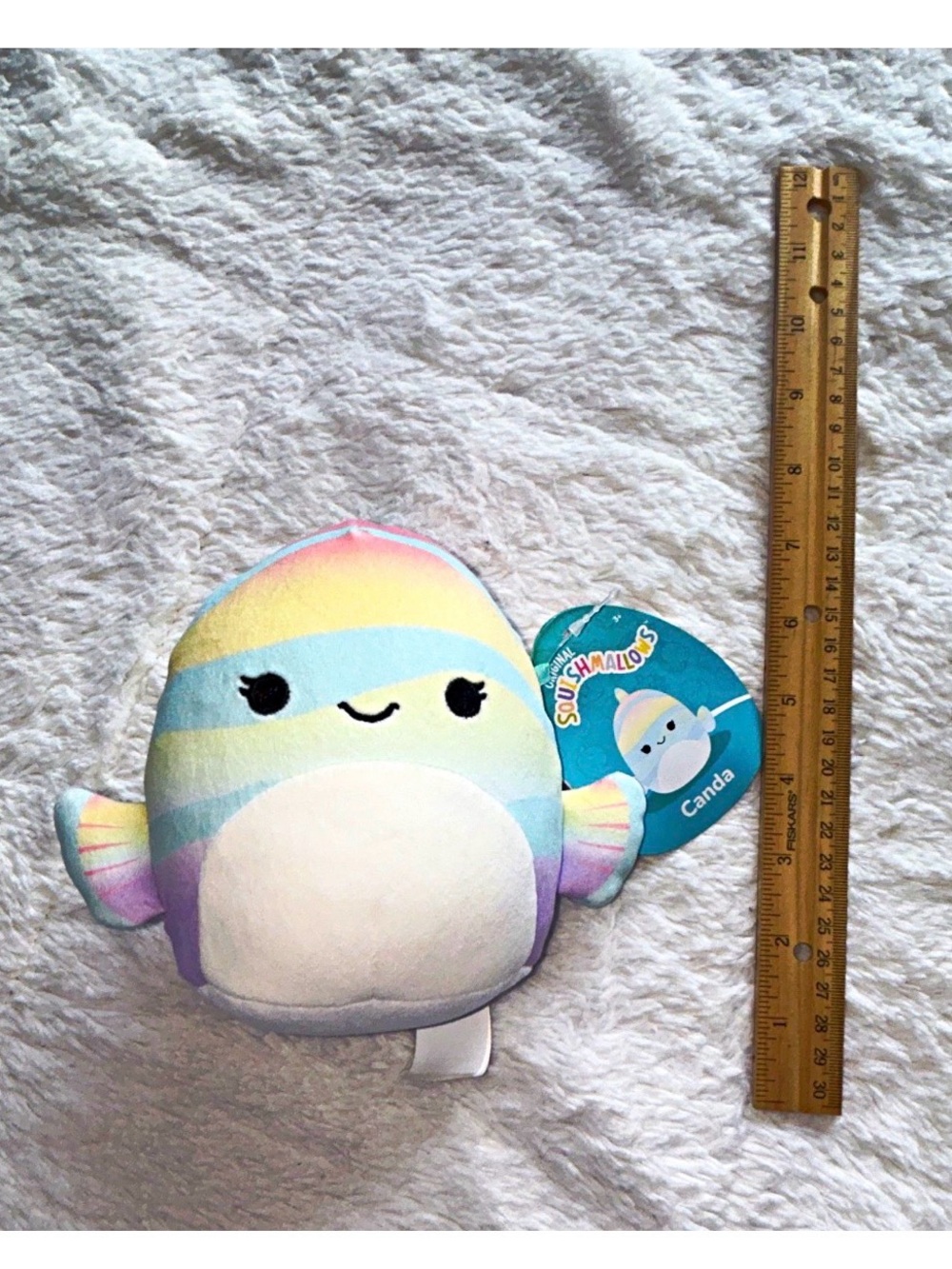 5” Squishmallows Canda Rainbow Pastel Fish Plush - Multicolor tag discolored